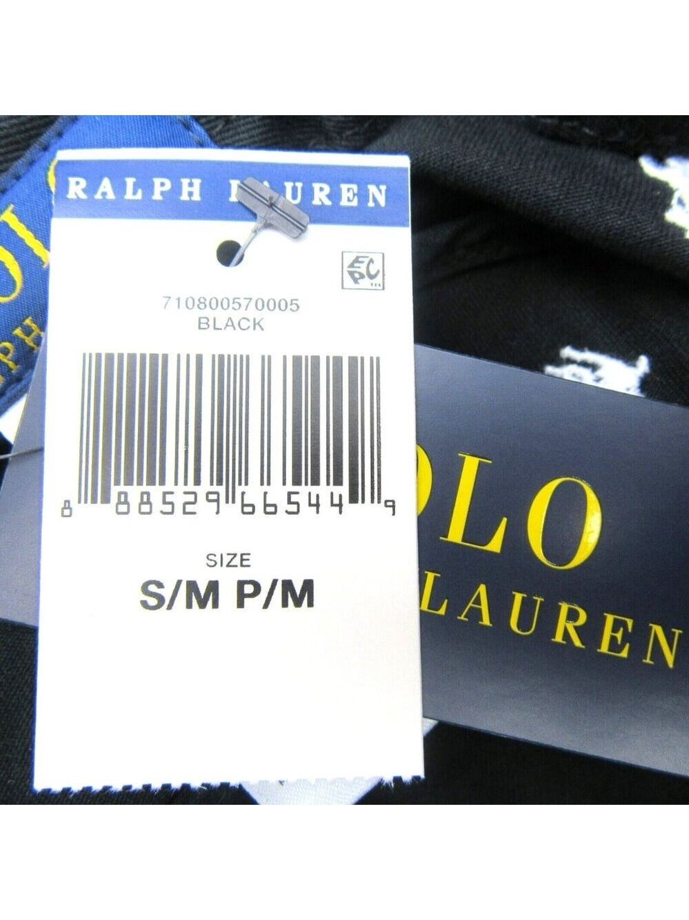 Polo Ralph Lauren Embroidered Pony Bucket Hat Adult Size S/M Black White NEW - Picture 9 of 10